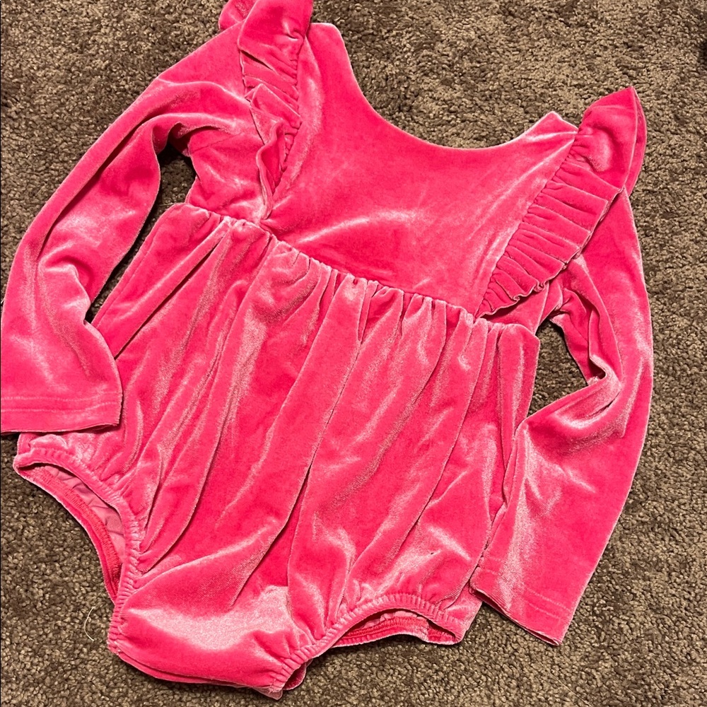 Charming Pink Velvet Kids Bodysuit